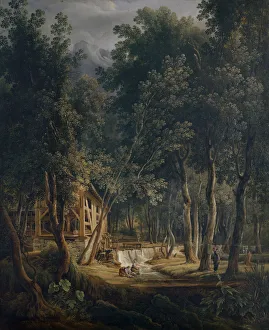 Sawmill Lauterbrunnen Valley 1843 oil zinc sheet Sawmill Lauterbrunnen Valley 1843 oil zinc sheet
