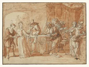 Scene Italian Comedy recto Figure Study verso Scene Italian Comedy recto Figure Study verso