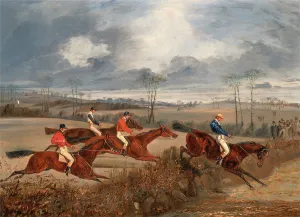 Scenes from a steeplechase: Taking a Hedge A Steeplechase: Near the Finish Signed Scenes from a steeplechase: Taking a Hedge A Steeplechase: Near the Finish Signed