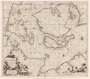 Sea chart of the Danish Islands, part of the coast of Sweden and Germany, Jan Luyken Sea chart of the Danish Islands, part of the coast of Sweden and Germany, Jan Luyken