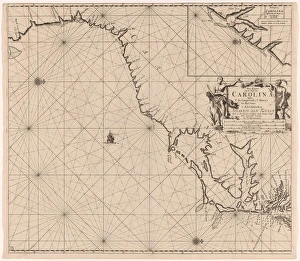 Sea chart of part of the east coast of the United States USA, print maker: Jan Luyken Sea chart of part of the east coast of the United States USA, print maker: Jan Luyken