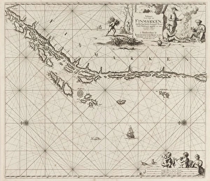 Sea chart of part of the Norwegian coast, Norway, print maker: Jan Luyken, Johannes Sea chart of part of the Norwegian coast, Norway, print maker: Jan Luyken, Johannes