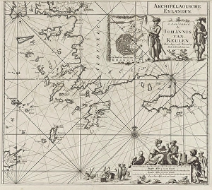 Sea chart of the southeastern part of the Aegean Sea, print maker: Jan Luyken, Johannes Sea chart of the southeastern part of the Aegean Sea, print maker: Jan Luyken, Johannes