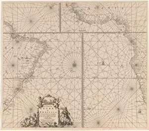 Maps Collection: Sea chart of the southern part of the Atlantic coasts of Africa and Brazil, Jan Luyken