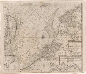 Sea chart of the southern part of the North Sea and part of the east coast of England Sea chart of the southern part of the North Sea and part of the east coast of England