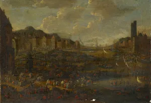 Seaport oil canvas 48 x 69 cm specified Adriaen Frans Boudewyns Seaport oil canvas 48 x 69 cm specified Adriaen Frans Boudewyns