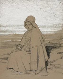 A Seated Shepherdess 1800s Jules Dupre French A Seated Shepherdess 1800s Jules Dupre French