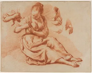 Seated Woman Searching Fleas 1671 Adriaen van de Velde Seated Woman Searching Fleas 1671 Adriaen van de Velde