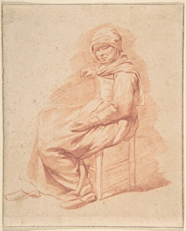 Seated Young Woman 17th century Red chalk framing line Seated Young Woman 17th century Red chalk framing line
