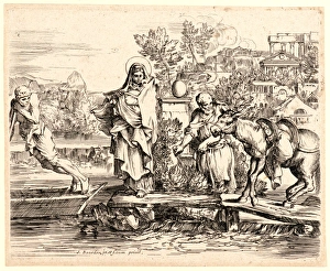 Sebastien Bourdon (French, 1616 - 1671). The Flight into Egypt, 17th century. Etching Sebastien Bourdon (French, 1616 - 1671). The Flight into Egypt, 17th century. Etching