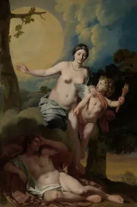 Selene Endymion Cupid burning torch points Selene Selene Endymion Cupid burning torch points Selene