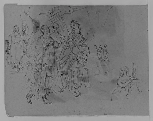 Seven Figures Advancing Monarch Three Promenading Women Seven Figures Advancing Monarch Three Promenading Women