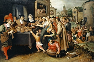 Seven Works Mercy 1617 oil oak 100 x 148 cm signed Seven Works Mercy 1617 oil oak 100 x 148 cm signed