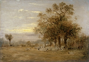 Sheep Grazing Dated in yellow paint, lower left: June 16 18 [ Sheep Grazing Dated in yellow paint, lower left: June 16 18 [