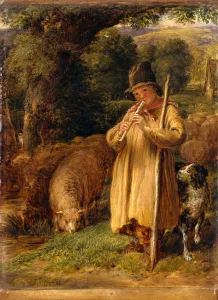 Shepherd Boy Playing a Flute Shepherd Boy A Sheperd Boy with a Dog landscape Signed Shepherd Boy Playing a Flute Shepherd Boy A Sheperd Boy with a Dog landscape Signed