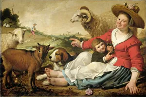 Shepherdess shepherdess sitting foreground child Shepherdess shepherdess sitting foreground child