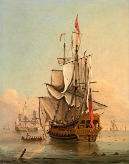 Shipping in a Calm, Peter Monamy, 1681-1749, British Shipping in a Calm, Peter Monamy, 1681-1749, British