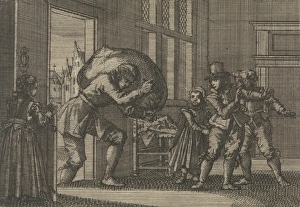 During the siege of La Rochelle the widow of Prosui is brought a sack of grain, 1628 During the siege of La Rochelle the widow of Prosui is brought a sack of grain, 1628