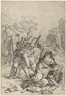 Simone Cantarini after Lodovico Carracci (Italian, 1612 - 1648), Saint Benedict Healing Simone Cantarini after Lodovico Carracci (Italian, 1612 - 1648), Saint Benedict Healing
