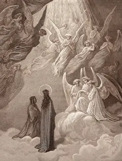 Gustave Dore Print: The Singing of the Blessed in the Sixth Heaven