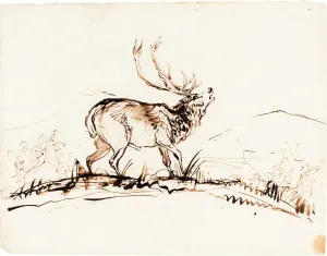 Sir Edwin Landseer (British, 1802 - 1873), A Bellowing Stag, probably 1840-1850, pen Sir Edwin Landseer (British, 1802 - 1873), A Bellowing Stag, probably 1840-1850, pen