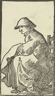 Sitting peasant woman, Simon van de Passe, Gortzius Geldorp, 1605 - 1647 Sitting peasant woman, Simon van de Passe, Gortzius Geldorp, 1605 - 1647