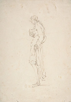Sketched Caricature Standing Man Facing Left Sketched Caricature Standing Man Facing Left