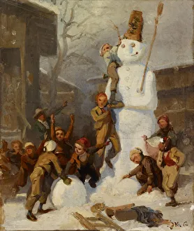 Snowman oil canvas cardboard 23 x 19 cm monogrammed lower right Snowman oil canvas cardboard 23 x 19 cm monogrammed lower right