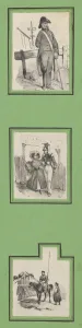 Soldiers 3 prints varying size pasted green sheet Soldiers 3 prints varying size pasted green sheet