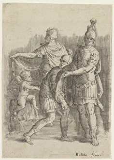 Three soldiers putto Left half cut print soldier Three soldiers putto Left half cut print soldier