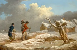 A Soldiers Return Signed in black paint, lower right: G. Morland" A Soldiers Return Signed in black paint, lower right: G. Morland"