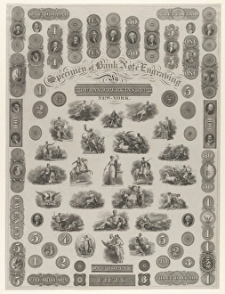 Specimen Sheet Bank Note Engraving ca 1828 Engraving Specimen Sheet Bank Note Engraving ca 1828 Engraving