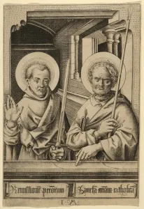 St. Simon, St. Matthew, Apostles, Israhel van Meckenem, German, Meckenem ca St. Simon, St. Matthew, Apostles, Israhel van Meckenem, German, Meckenem ca