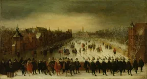 Stadtholder Maurice with his Bodyguard and Entourage at the Frozen Hofvijver in The Hague Stadtholder Maurice with his Bodyguard and Entourage at the Frozen Hofvijver in The Hague