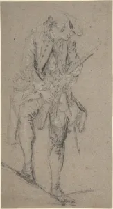 Standing Hunter Holding Rifle 18th century Black chalk Standing Hunter Holding Rifle 18th century Black chalk