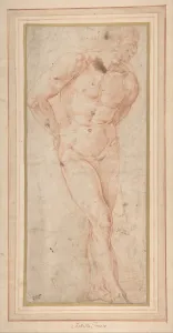 Standing Male Nude Hands Back 1510-61 Red chalk Standing Male Nude Hands Back 1510-61 Red chalk