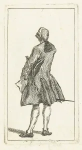 Standing man with tail wig, Jan de Beijer, 1720 - 1780 Standing man with tail wig, Jan de Beijer, 1720 - 1780