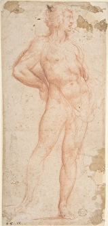 Standing Nude Man Bacchus ca 1590-1600 Red chalk Standing Nude Man Bacchus ca 1590-1600 Red chalk