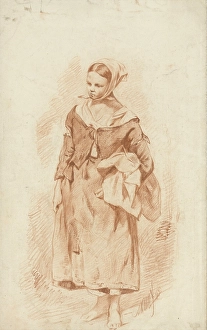 Standing woman headscarf Anton Mauve 1855 paper Standing woman headscarf Anton Mauve 1855 paper