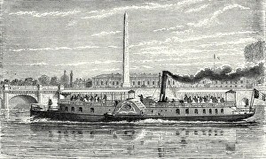Steamboat intended to serve as a ferry service on the Seine, during the universal Steamboat intended to serve as a ferry service on the Seine, during the universal
