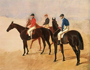 Steeplechase cracks: Allen McDonough on Brunette, Tom Oliver on Discount, and Jem Steeplechase cracks: Allen McDonough on Brunette, Tom Oliver on Discount, and Jem