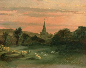 Stoke Poges Church Verso: A Landscape Study, Thomas Churchyard, 1798-1865, British Stoke Poges Church Verso: A Landscape Study, Thomas Churchyard, 1798-1865, British