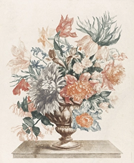 Stone vase with flowers on a platter, Anonymous, Jean Baptiste Monnoyer, Johan Teyler Stone vase with flowers on a platter, Anonymous, Jean Baptiste Monnoyer, Johan Teyler