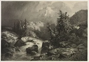 Storm Alps Alexandre Calame Swiss 1810-1864 Lithograph Storm Alps Alexandre Calame Swiss 1810-1864 Lithograph