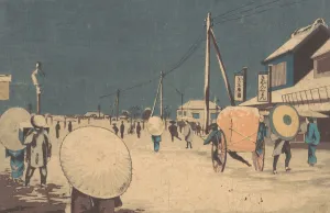Street Scene Outskirts Edo Evening Winter Meiji period Street Scene Outskirts Edo Evening Winter Meiji period