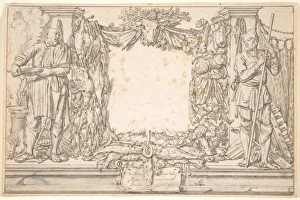 Study Frontispiece 1621 Pen brown ink gray wash Study Frontispiece 1621 Pen brown ink gray wash
