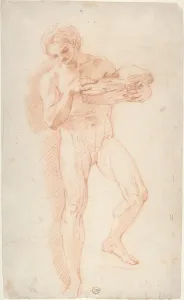 Study Nude Man 1753 Red chalk off-white paper Study Nude Man 1753 Red chalk off-white paper
