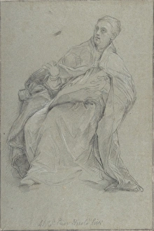 Study Seated Prelate Saint Gergory Great 1685-86 Study Seated Prelate Saint Gergory Great 1685-86