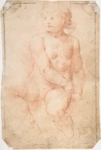 Study Seated Putto Looking Right recto Woman Study Seated Putto Looking Right recto Woman