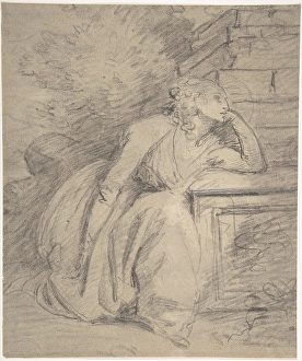 Study Seated Woman 1778-1810 Black white chalks Study Seated Woman 1778-1810 Black white chalks